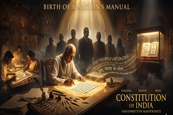 History of Indian constitution caligraphy